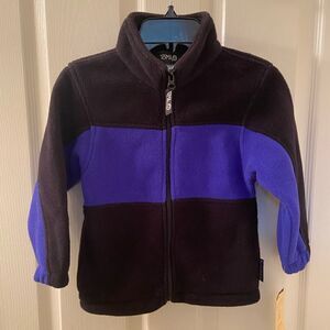 TOMA Fleece Full Zip Jacket Malden Mills Polarfleece Black Blue Boys Size 5 NWT